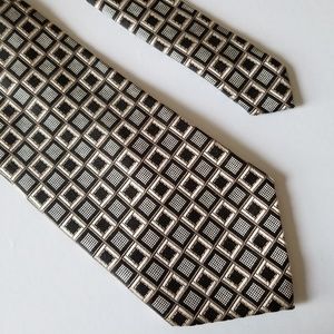 Vintage Foggia Men's Black Tan Silk Tie